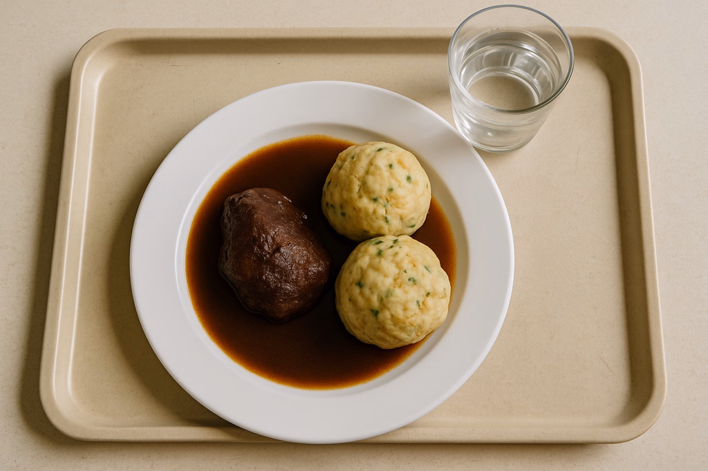 Geschmorte Rinderbäckchen in Portweinjus Semmelknödel (AI Generated)