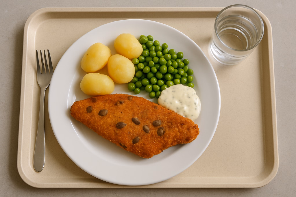 Seelachsfilet in Kürbiskernpanade mit Remouladensoße (AI Generated)