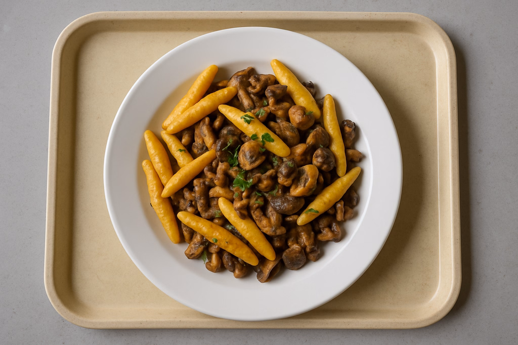 Schupfnudelpfanne mit Waldpilzen (AI Generated)