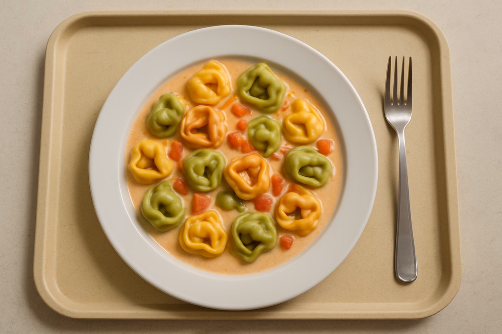 Tortelloni "Tricolore" an Sahnesoße mit Tomatenwürfel (AI Generated)
