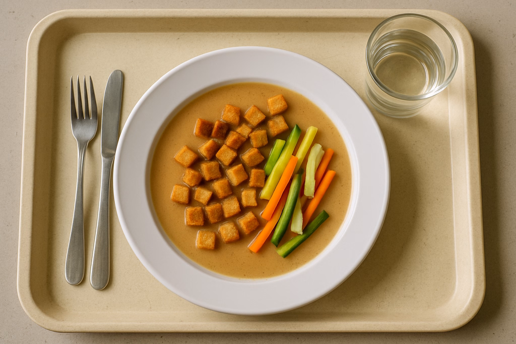 Fränkische Mostsuppe mit Croutons und Gemüsestreifen (AI Generated)