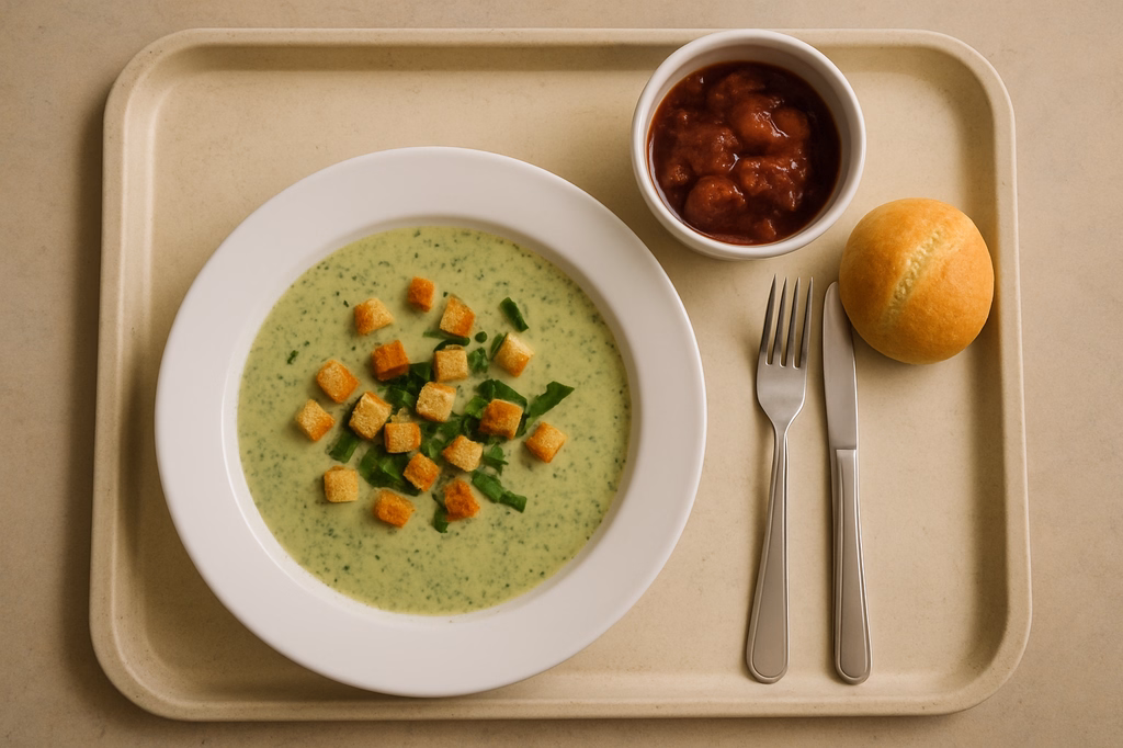 Cremesuppe mit frischen Bärlauch und Croutons (AI Generated)