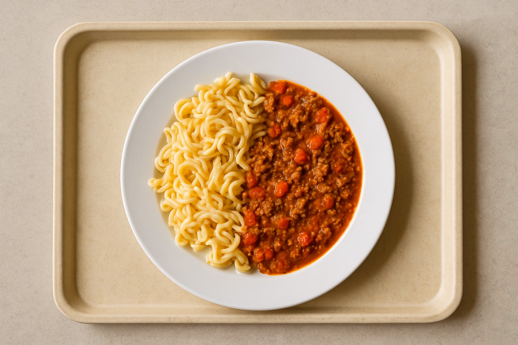 mensaVital: Brasilianisches Hachfleischragout mit Nudeln (AI Generated)