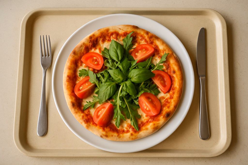 Pizza "Margherita" mit frischen Tomaten, Basilikum & Rucola (AI Generated)