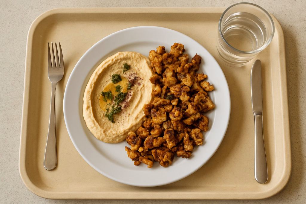 Hähnchen Shawarma mit Koriander & Sumach dazu Hummus (AI Generated)