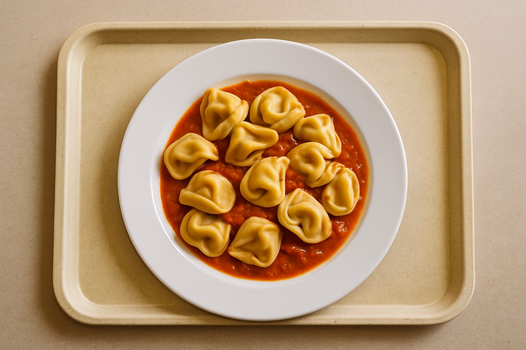 Vegane Tortelloni mit Gemüsefüllung und Tomatensoße (AI Generated)