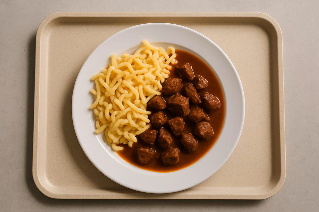 Saftiges Rindergulasch mit Spätzle (AI Generated)