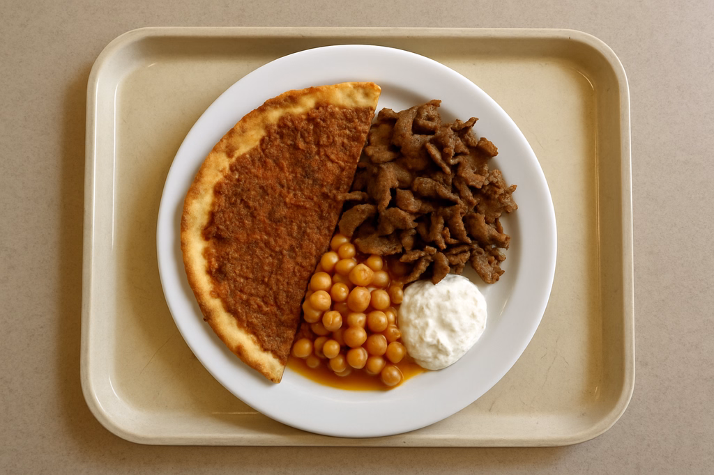 Lahmacun mit Gyros - Kichererbsen und veganem Dip (AI Generated)