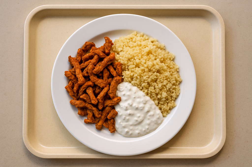 mensaVital: Sojagyros mit Tsatsiki vegan & hausgemacht Couscous (AI Generated)