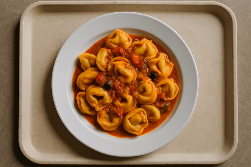 Tortelloni "Verdure Mediterraneo" mit Tomaten Pestosoße (AI Generated)