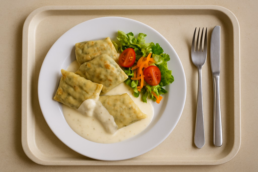 Gemüsemaultaschen an Frischkäsesoße (AI Generated)