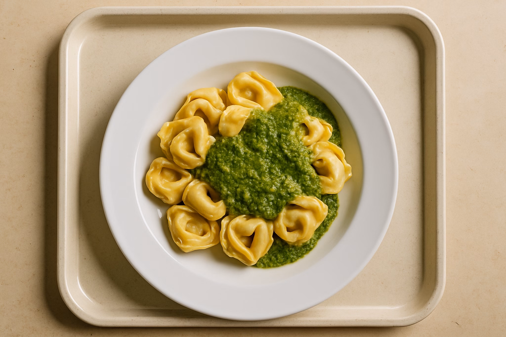 Tortelloni "Quinoa" mit veganer Basilikum Pestosoße (AI Generated)