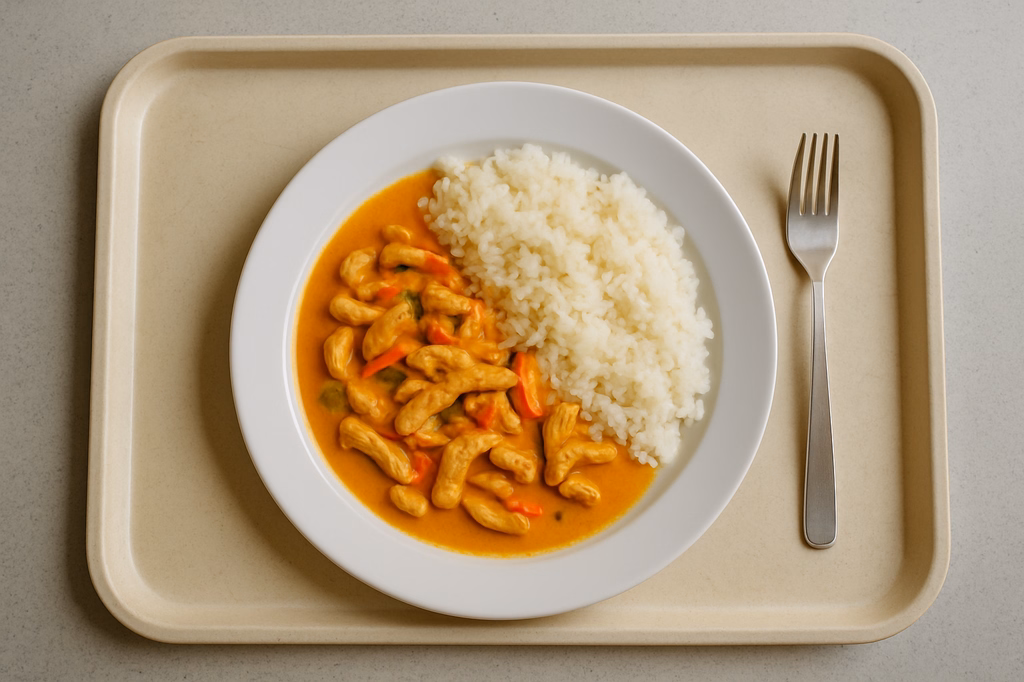 mensaVital: Hähnchengeschnetzeltes "Thailändische Art" mit Duftreis (AI Generated)