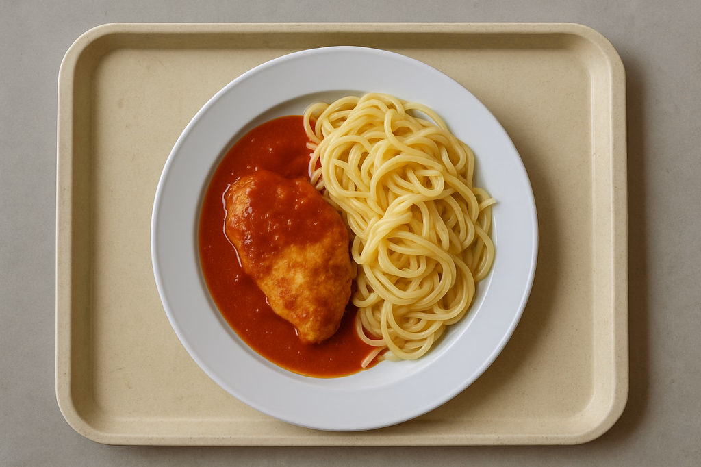 Hähnchenpicatta mit Tomatensoße mit Pasta (AI Generated)