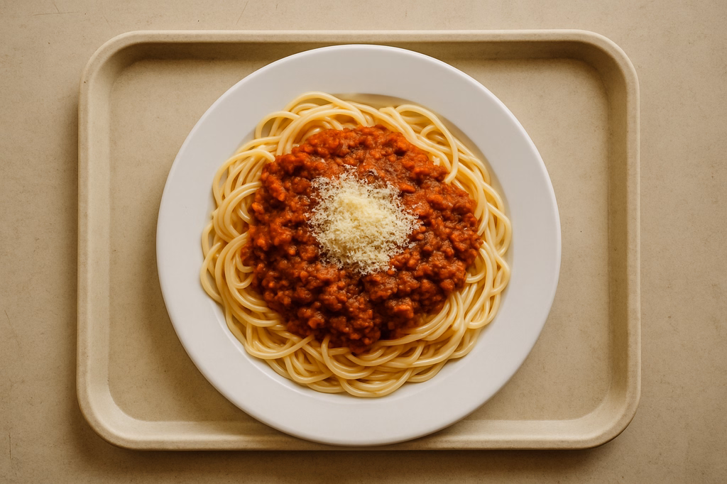 Spaghetti "alla Bolognese" aus reinem frischem Rinderhackfleisch & geriebenem Grana Padano (AI Generated)