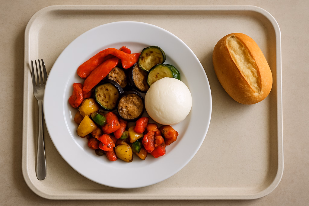 Hausgemachte Antipasti mit frischem gegrillten Gemüse, Mozzarella & Toskana Brötchen (AI Generated)